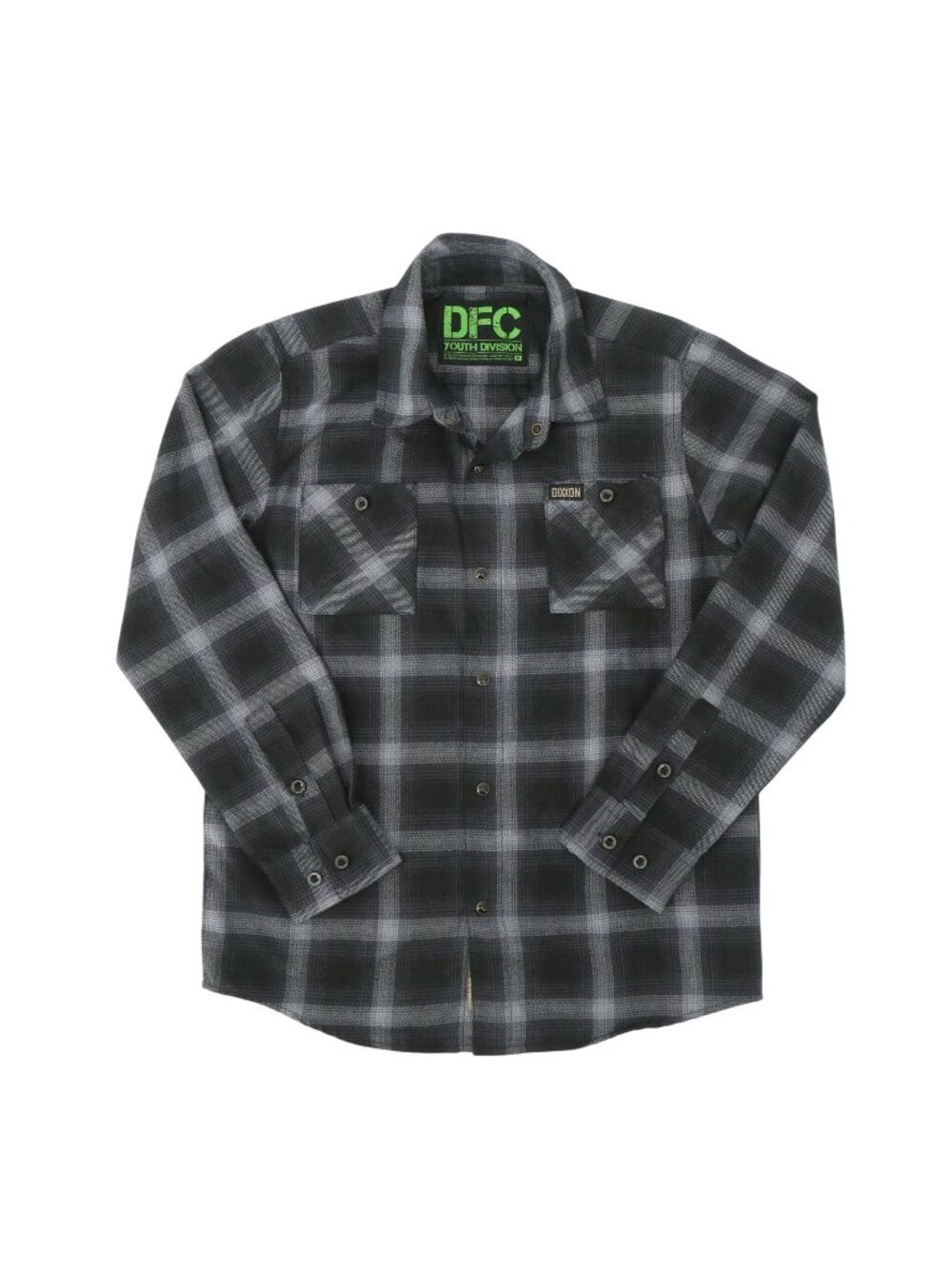 Dixxon Continental Gray Black Plaid Snap Front Shirt Youth Boys M